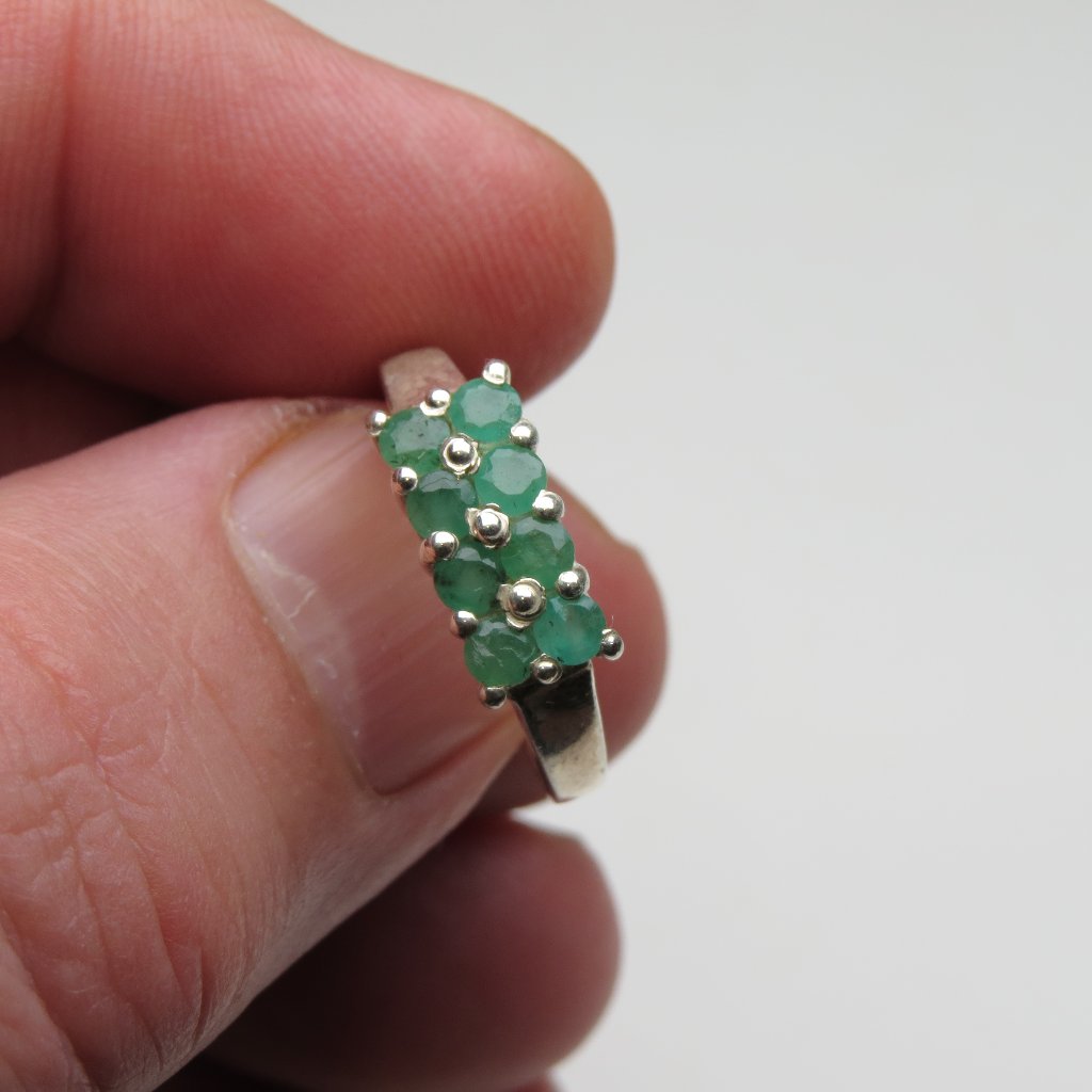 Genuine Emerald *925 Sterling Silver Ring Sizes Of 51/2, 6-,61/2 ,7